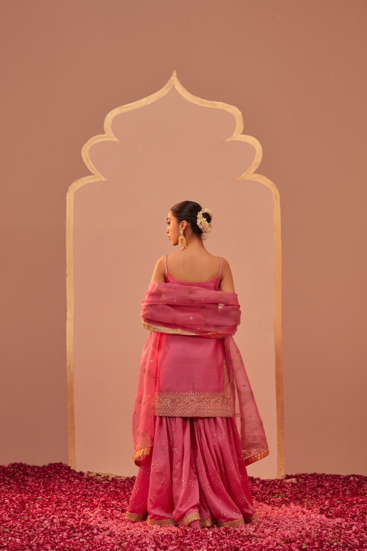 Yasmin - Daisy Ivory Flamingo Pink Kurta Garara Set