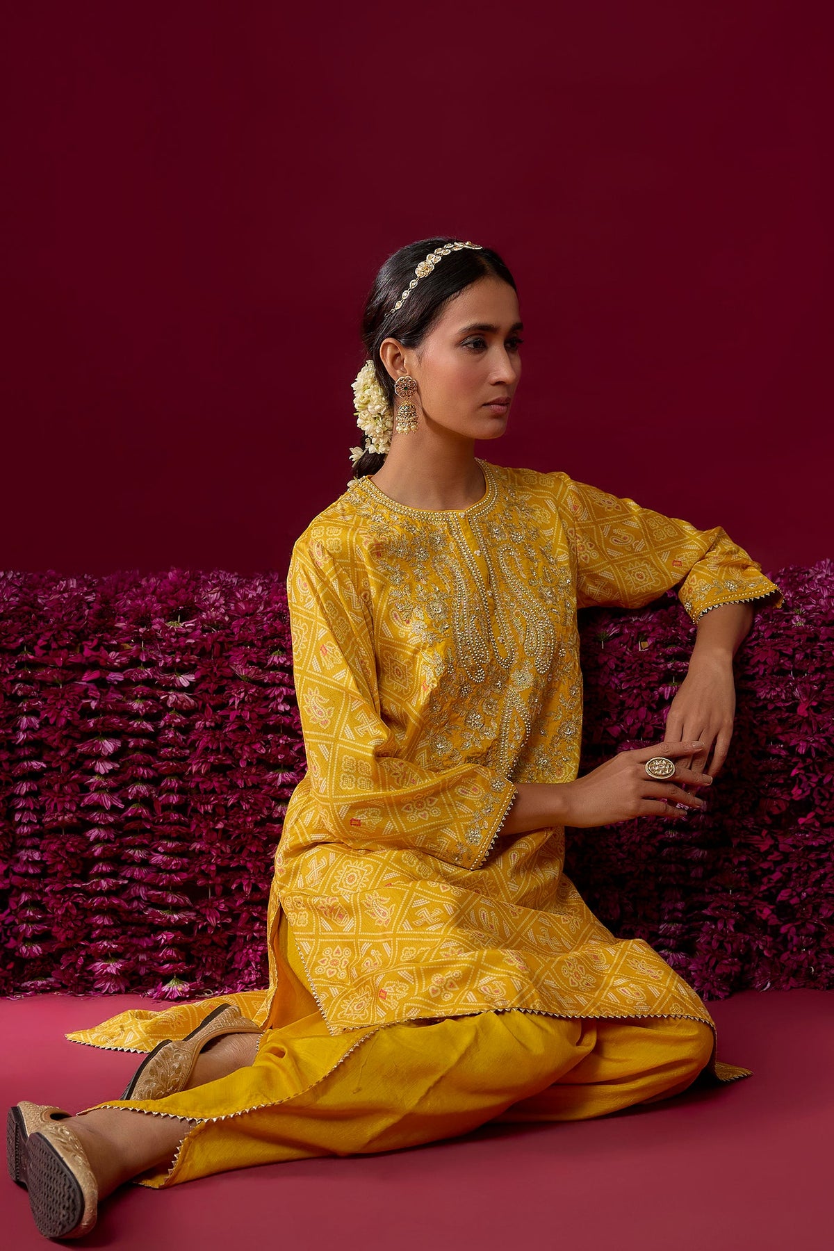 Nadia - Heirloom Mustard Short Kurta With Salwar