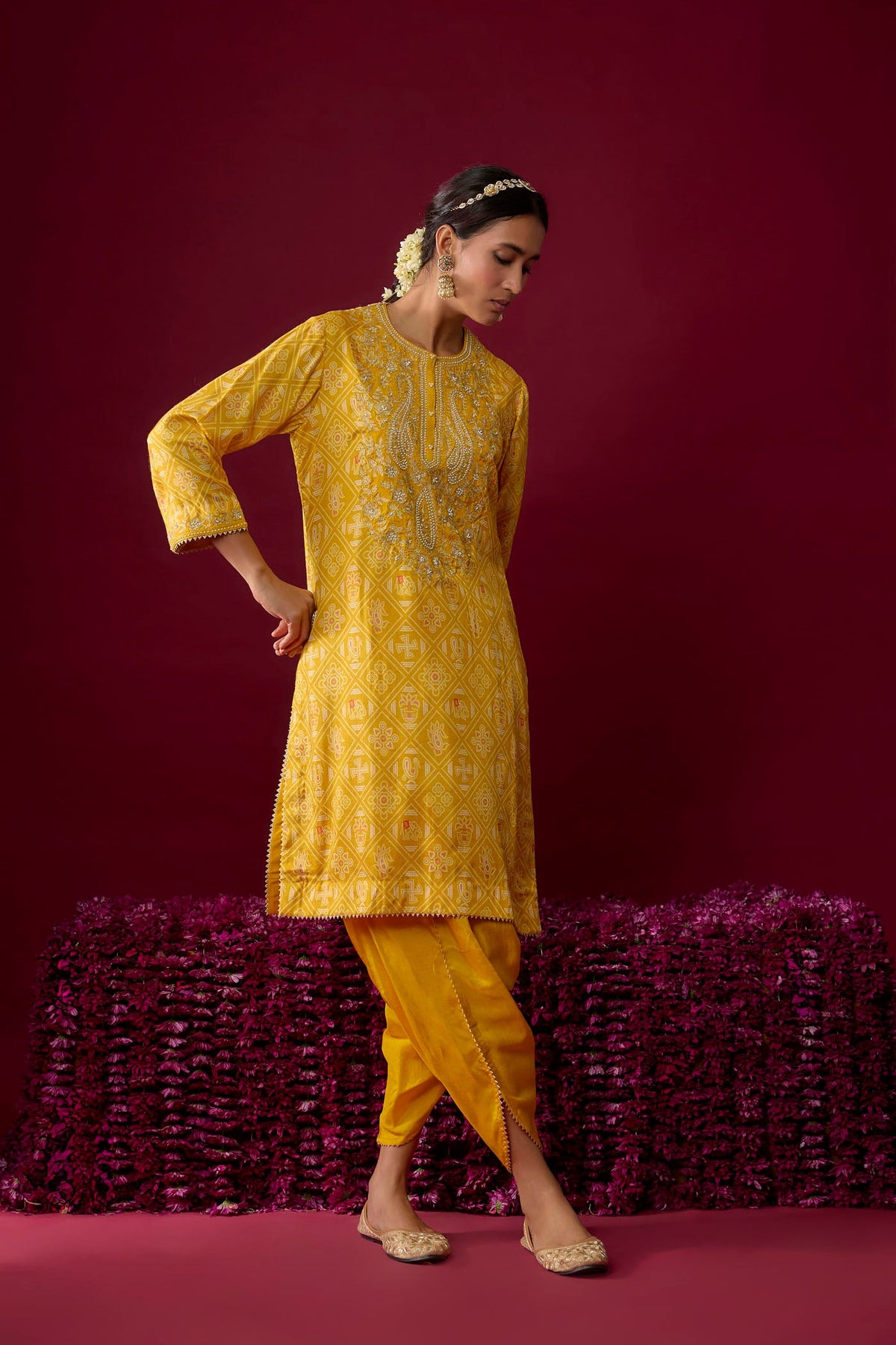 Nadia - Heirloom Mustard Short Kurta With Salwar