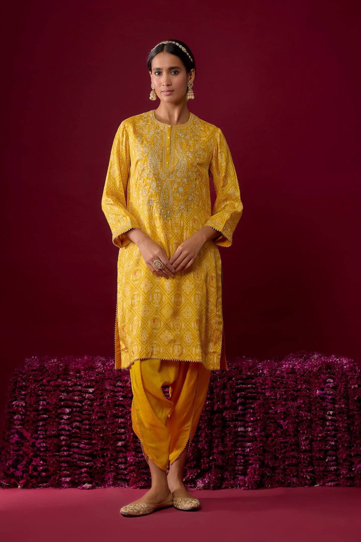 Nadia - Heirloom Mustard Short Kurta With Salwar