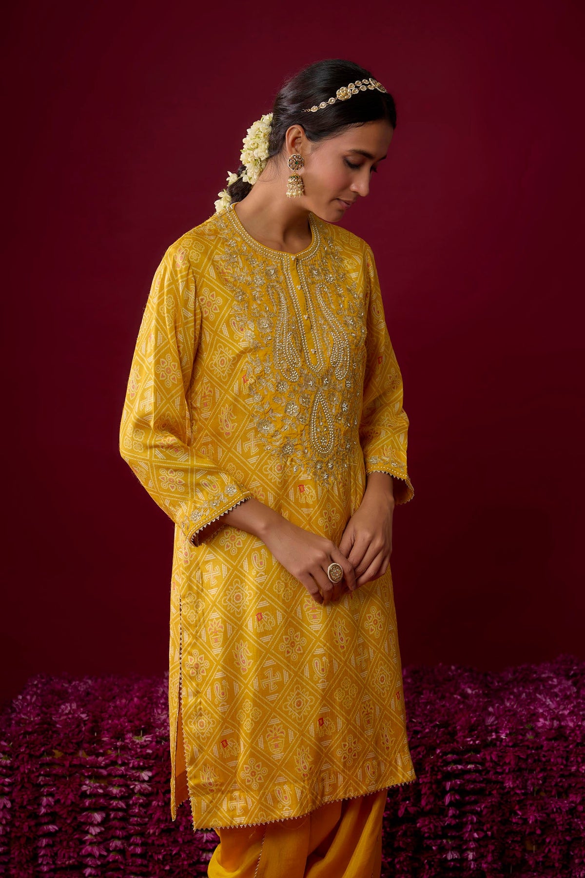 Nadia - Heirloom Mustard Short Kurta With Salwar