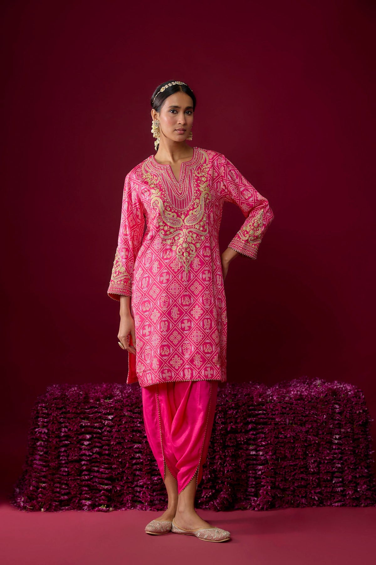 Rihana - Hotpink Short Kurta With Dhoti