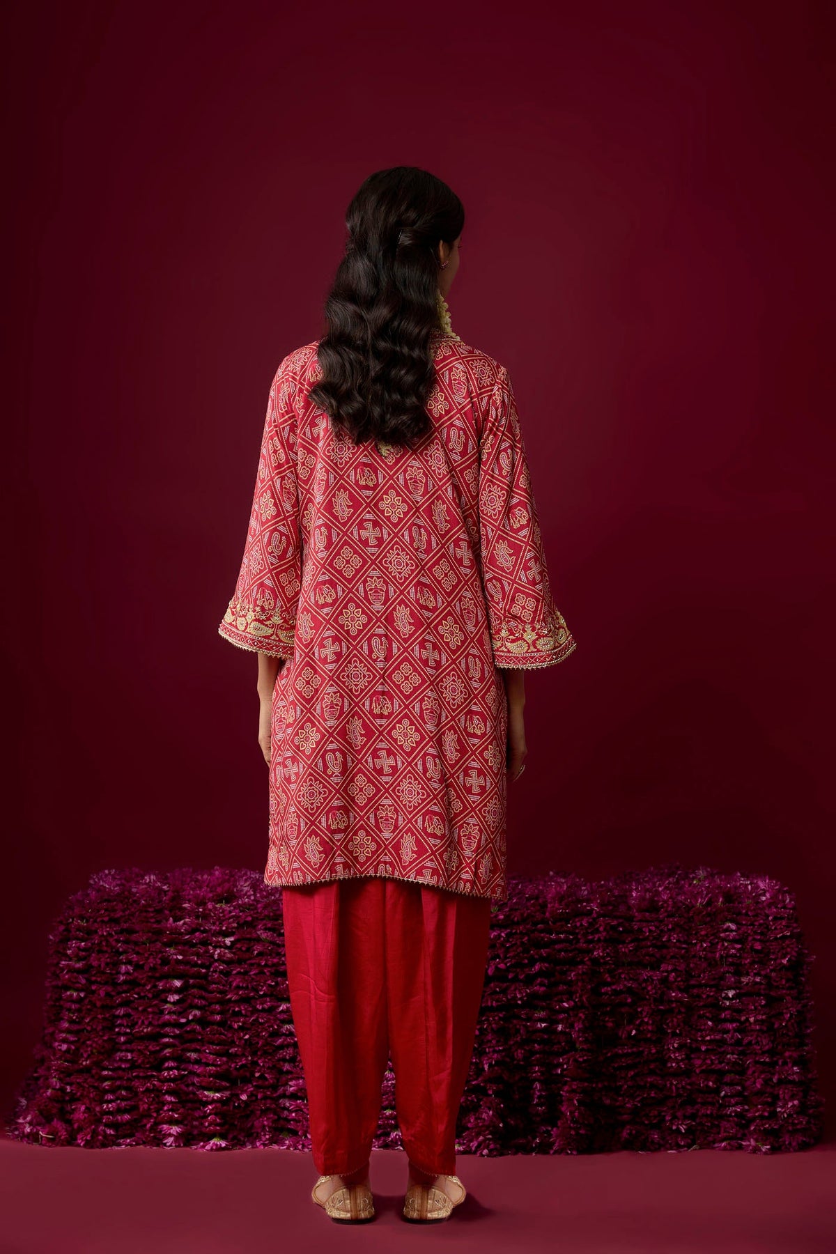 Jiana - Deep Red Short Kurta With Salwar (RTS)