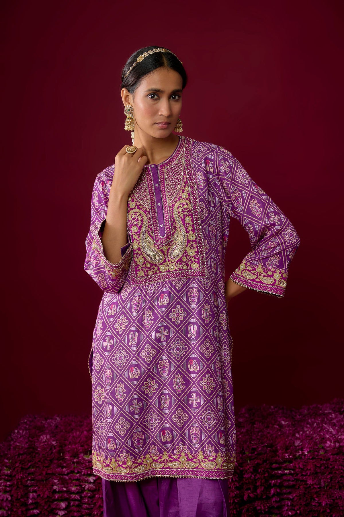 Jiana - Purple Short Kurta With Salwar (RTS)