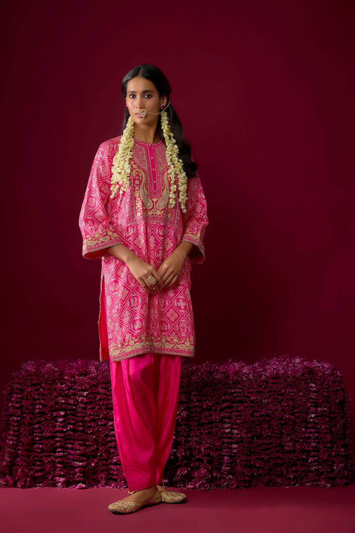 Jiana - Hotpink Short Kurta With Salwar (RTS)