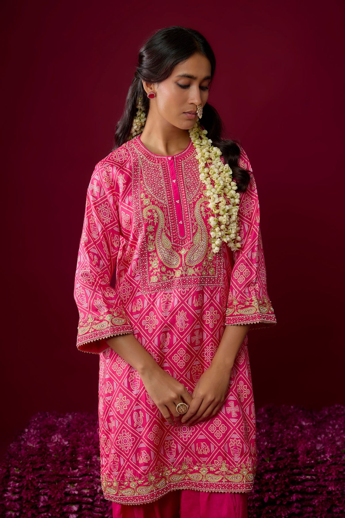 Jiana - Hotpink Short Kurta With Salwar (RTS)