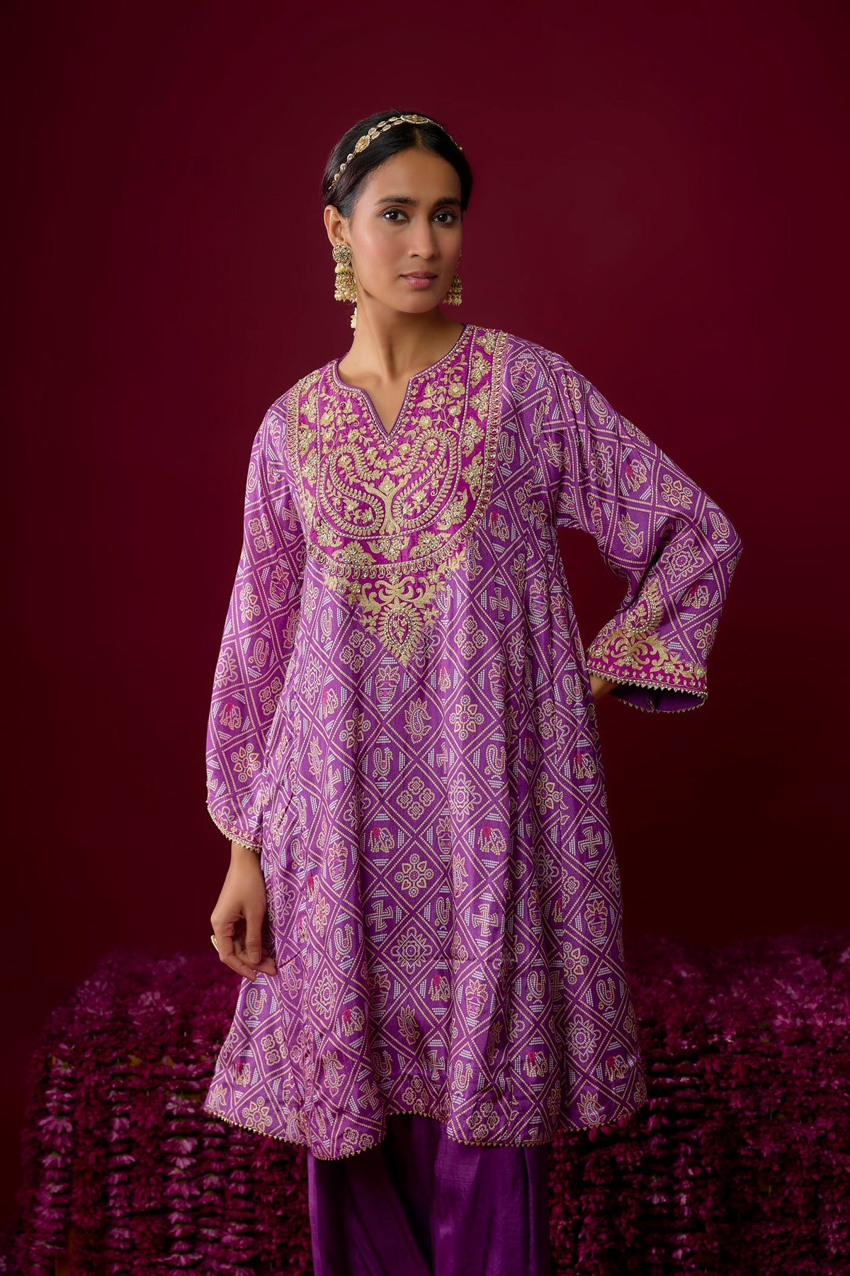 Urwa - Purple Short Chauga With Salwar
