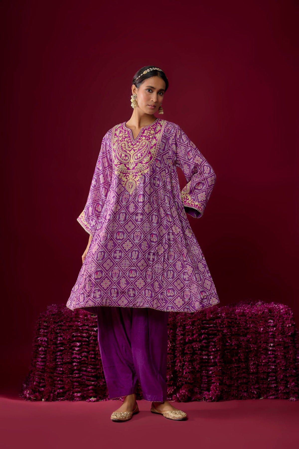Urwa - Purple Short Chauga With Salwar