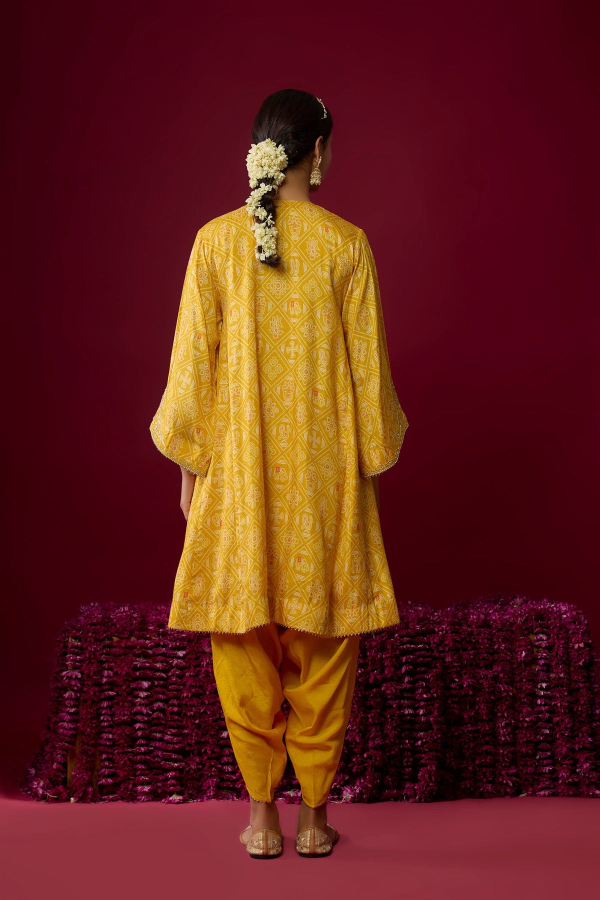 Urwa - Heirloom Mustard Short Chauga With Dhoti