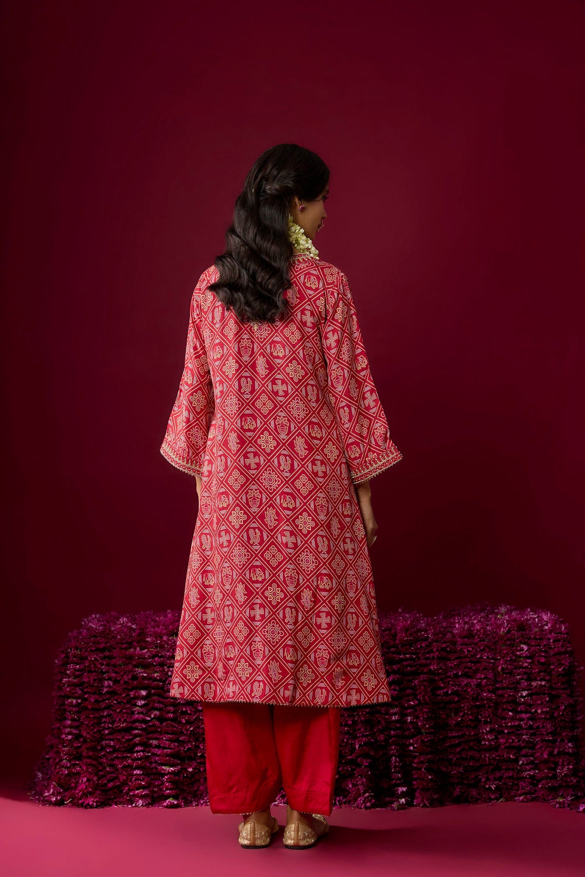 Safiya - Deep Red Long Kaaftan With Salwar (LXRTS)