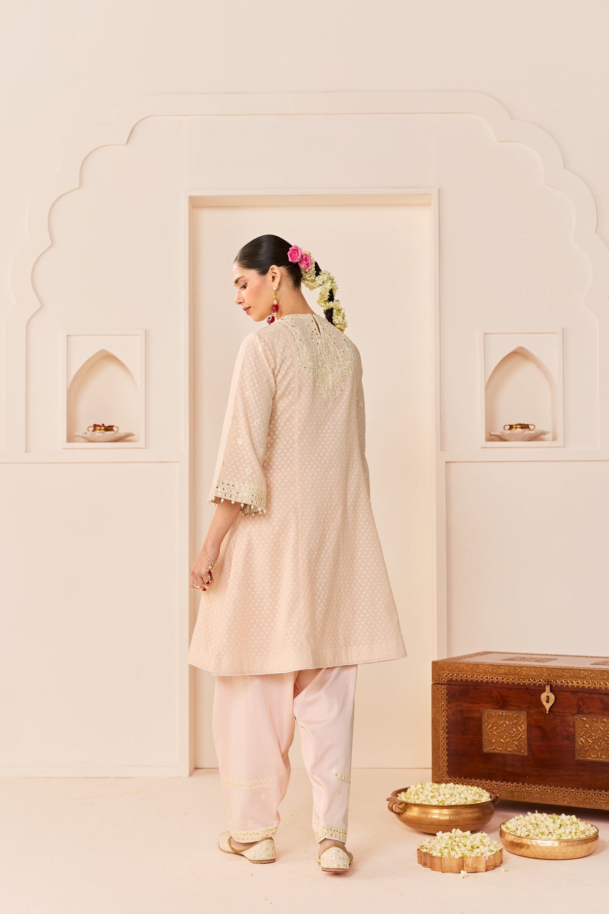 Nida - Carnation Pink Short Choga With Farshi Salwar
