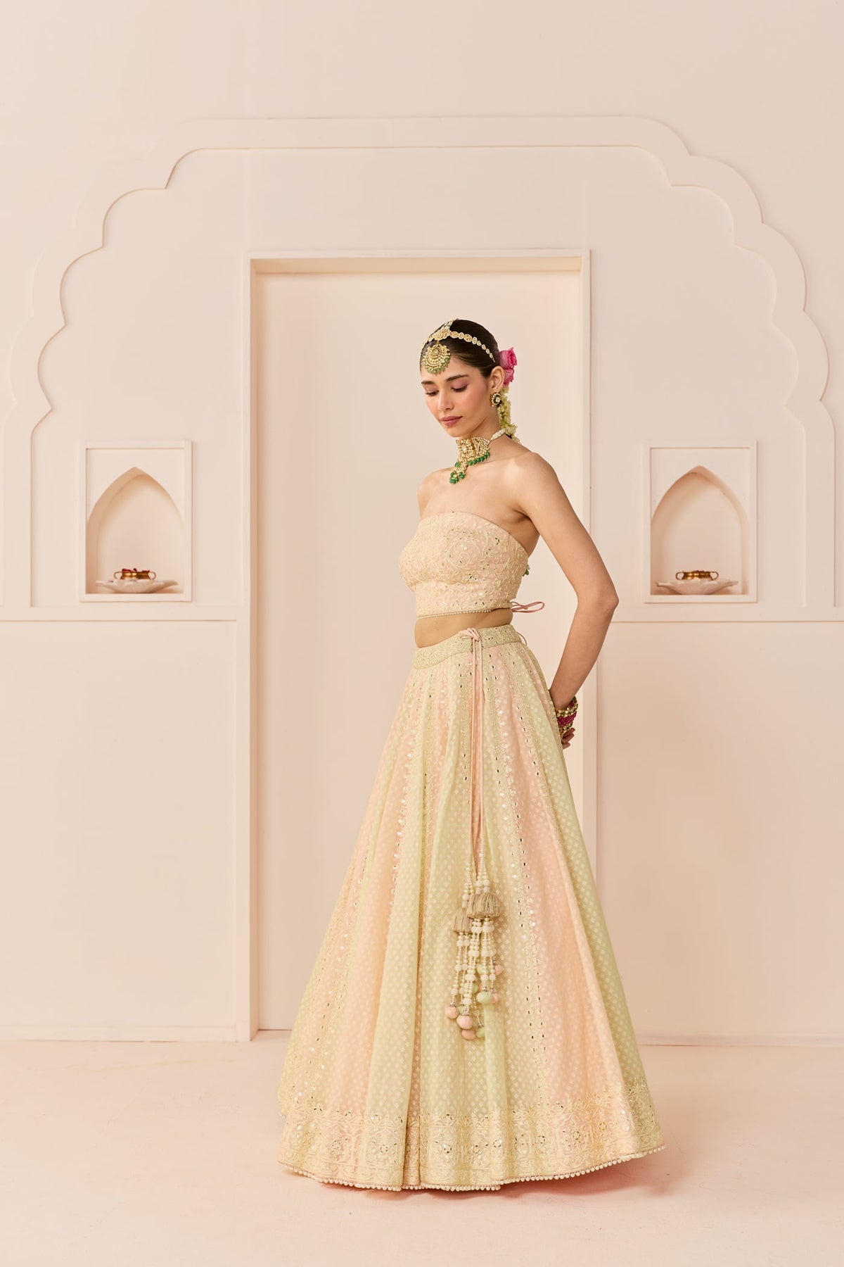 Umaiza - Carnation Pink Lehenga With Blouse And Dupatta