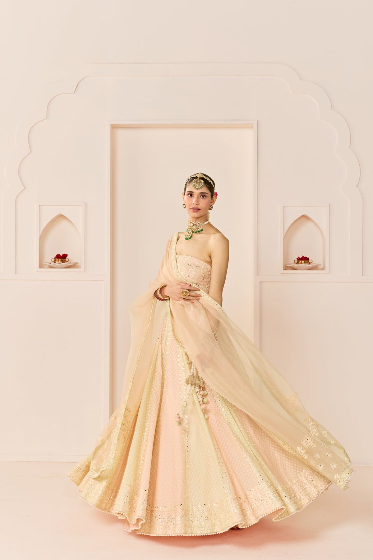 Umaiza - Carnation Pink Lehenga With Blouse And Dupatta