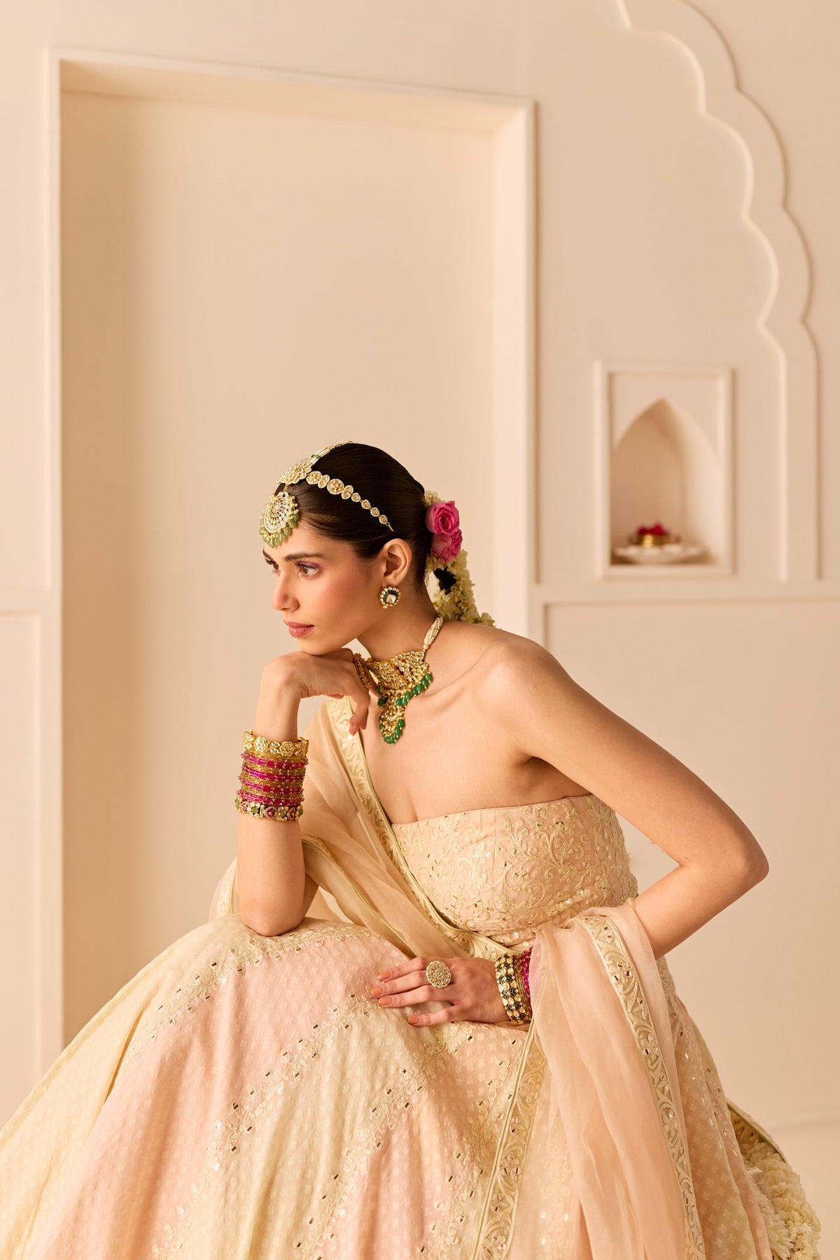 Umaiza - Carnation Pink Lehenga With Blouse And Dupatta