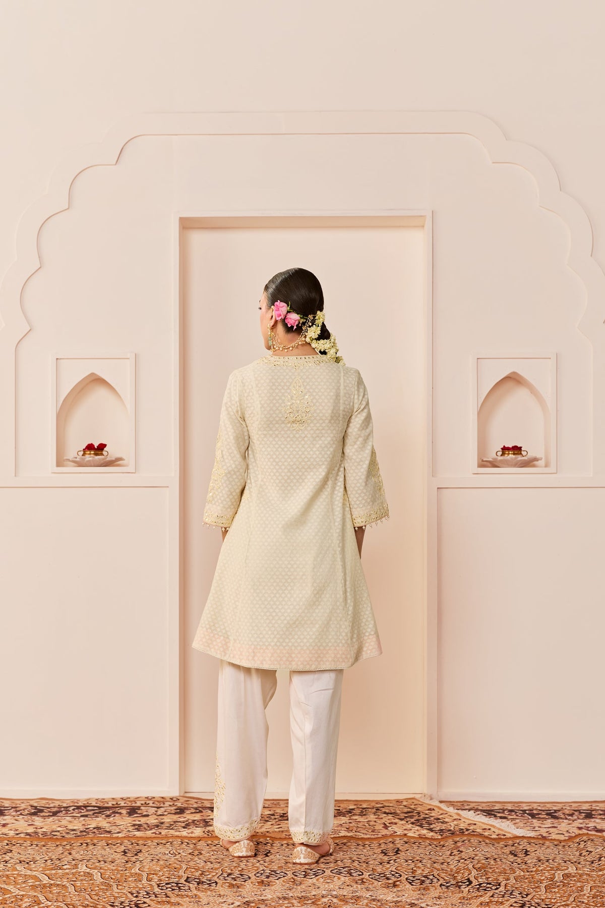 Reem - Daisy Ivory Short Choga With Dogri Salwar