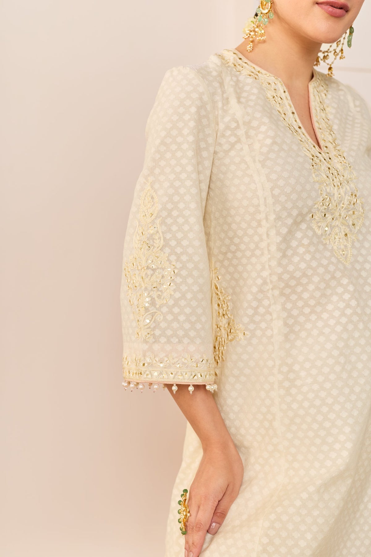 Reem - Daisy Ivory Short Choga With Dogri Salwar