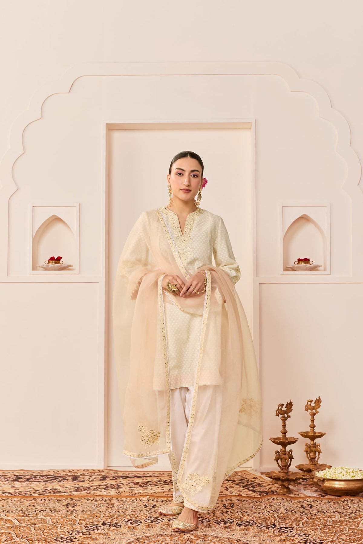 Reem - Daisy Ivory Short Choga With Dogri Salwar