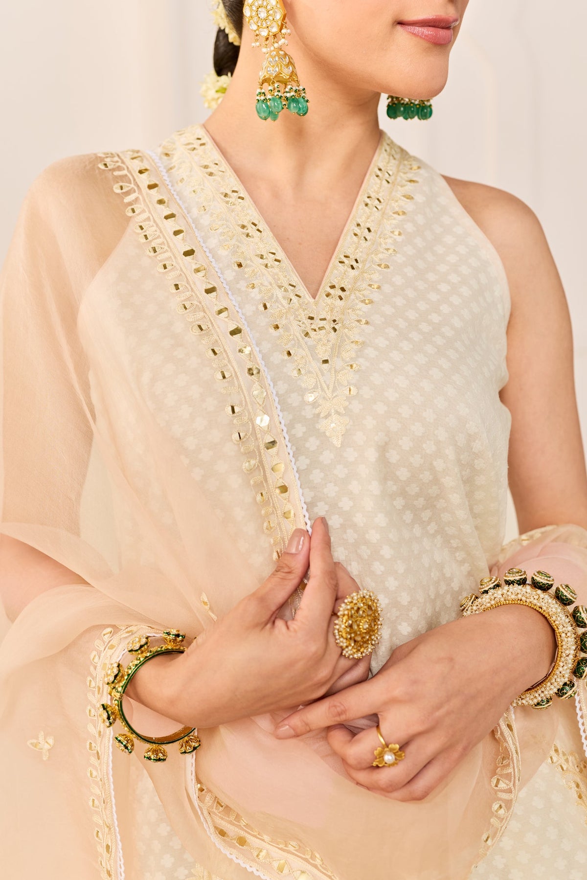 Miral - Daisy Ivory Short Kurta With Farsi Salwar