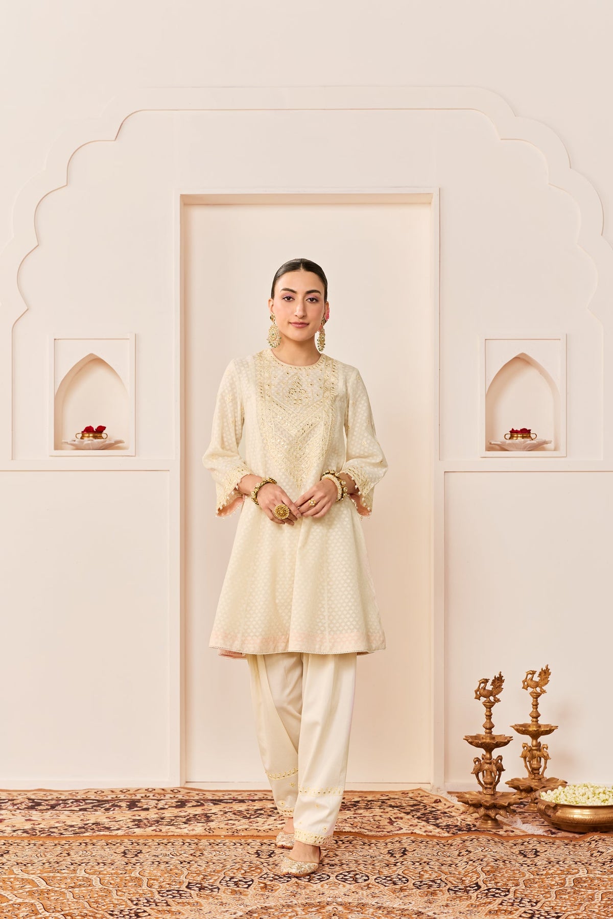 Nida - Daisy Ivory Short Choga With Farshi Salwar (LXRTS)
