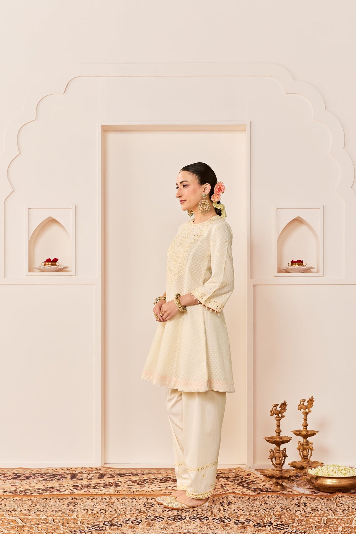 Nida - Daisy Ivory Short Choga With Farshi Salwar (LXRTS)