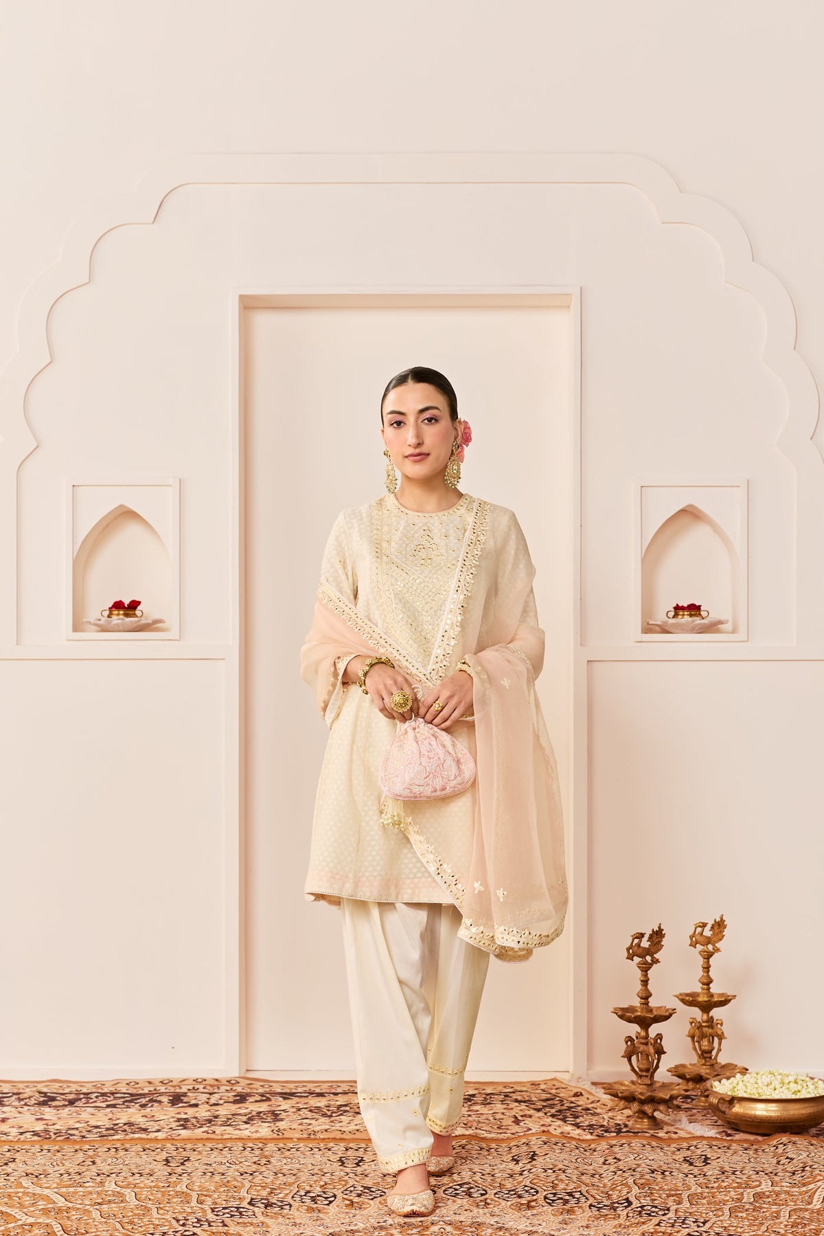 Nida - Daisy Ivory Short Choga With Farshi Salwar (LXRTS)