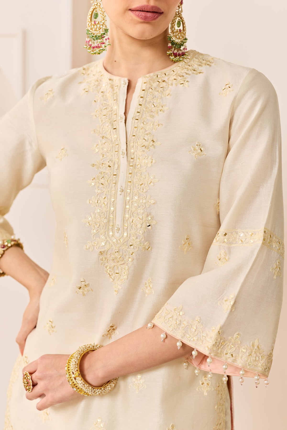 Rehma -Daisy Ivory Short Kurta With Sharara And Dupatta (LXRTS)