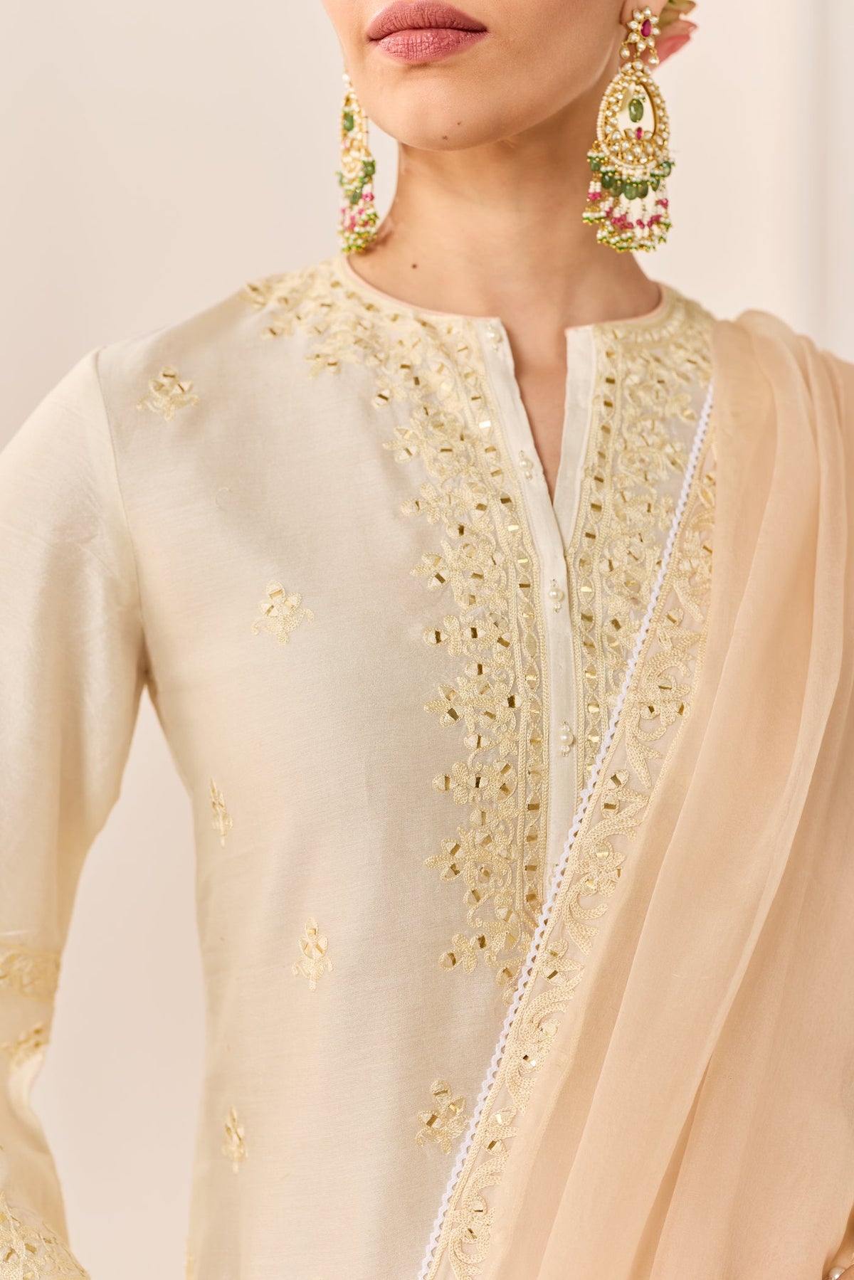 Rehma -Daisy Ivory Short Kurta With Sharara And Dupatta (LXRTS)