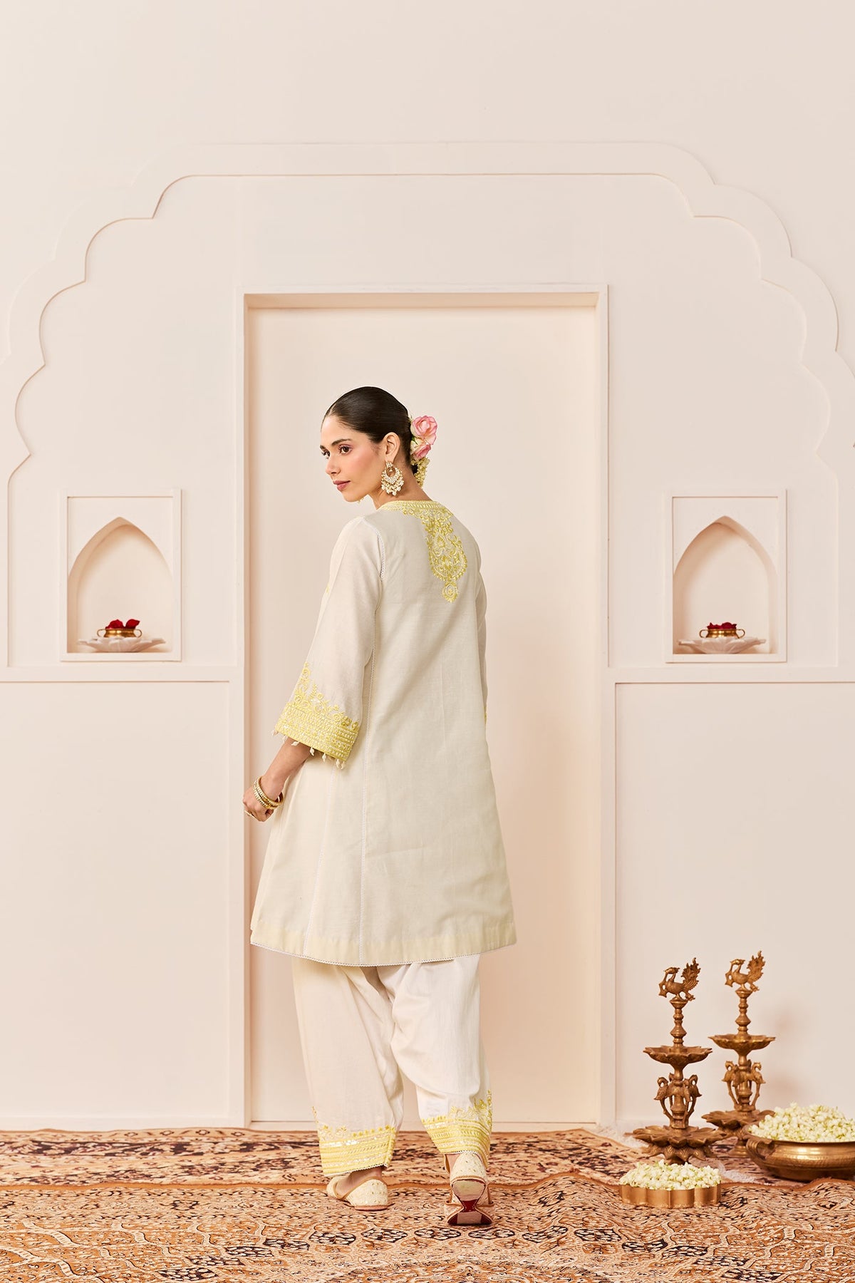 ARSHIYA - DAISY IVORY WITH LEMON YELLOW CHOGA WITH SALWAR