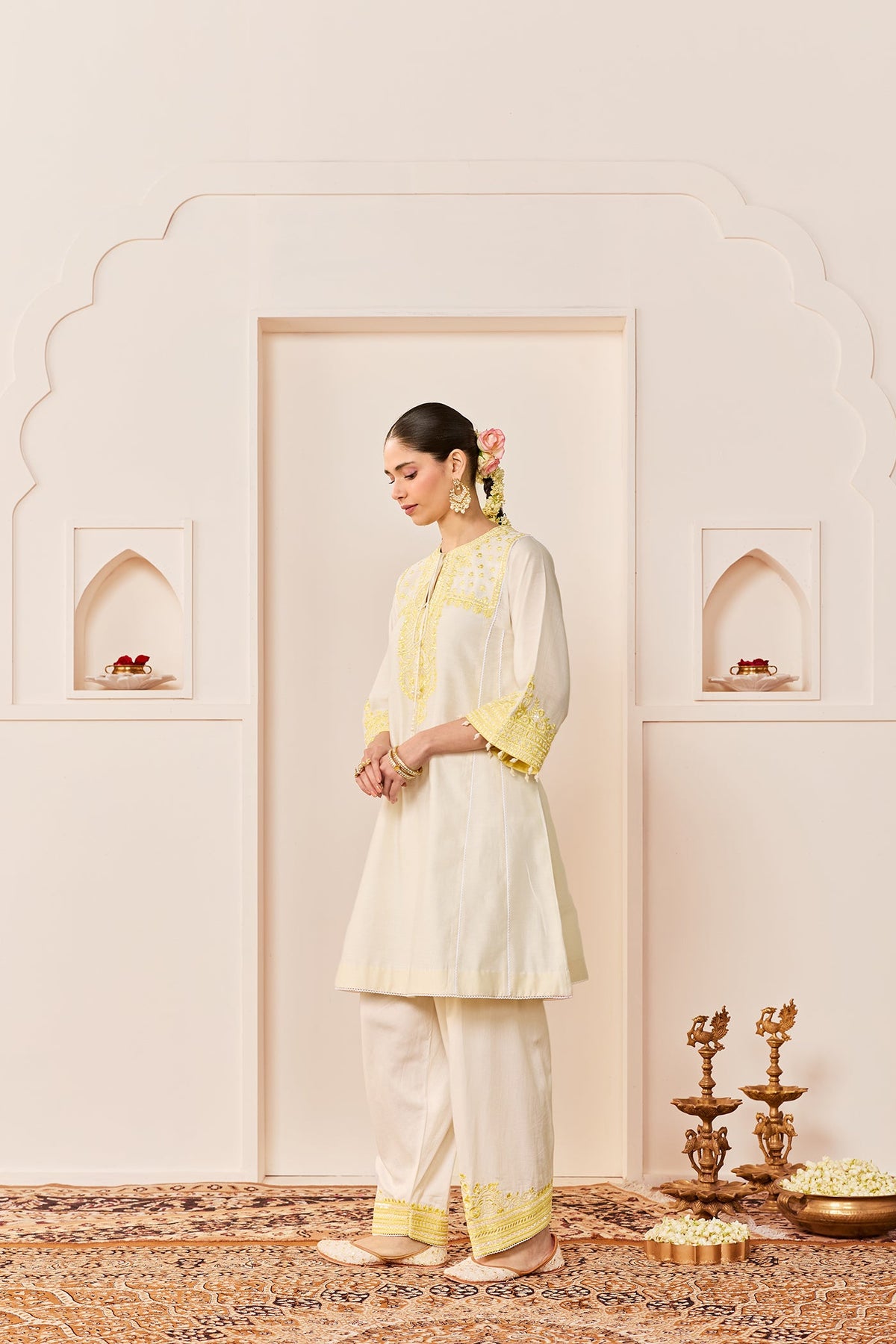 ARSHIYA - DAISY IVORY WITH LEMON YELLOW CHOGA WITH SALWAR