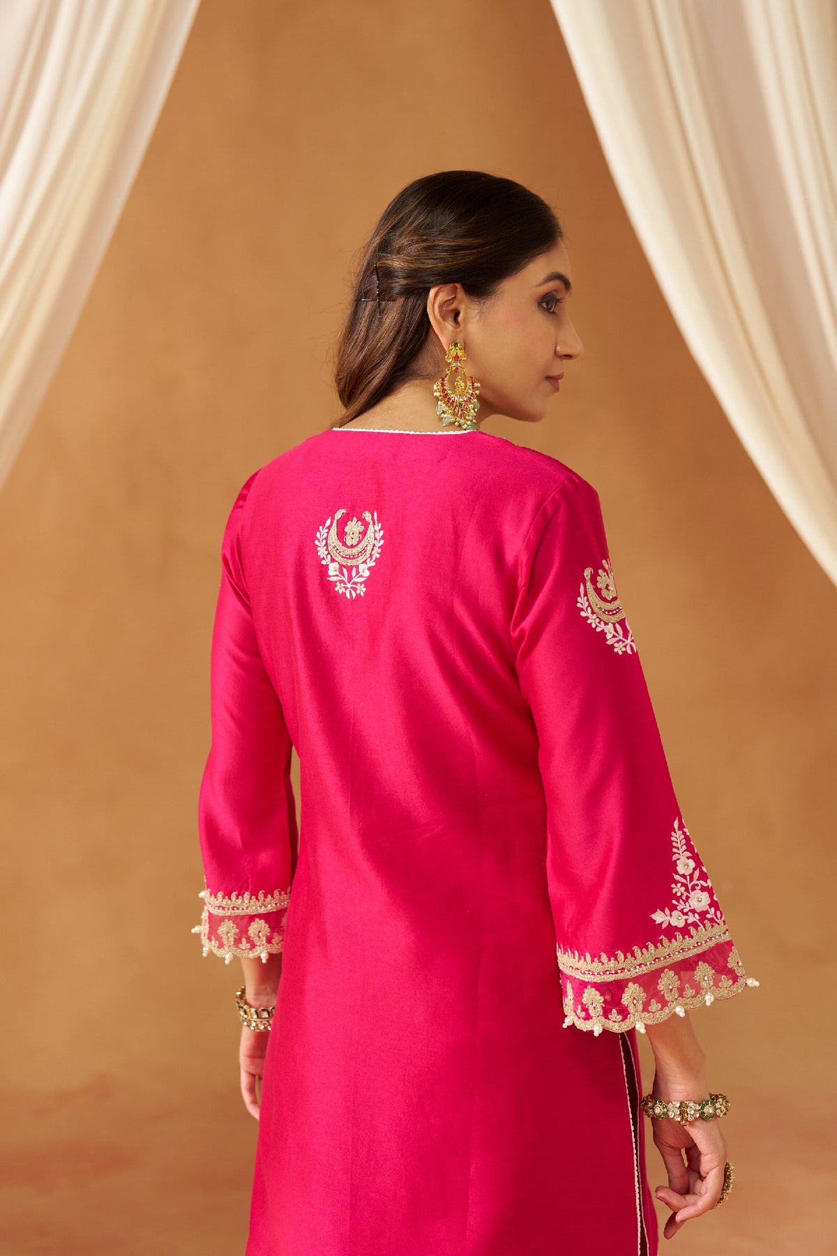 Ashira - Rani Hotpink Short Kurta with Salwar