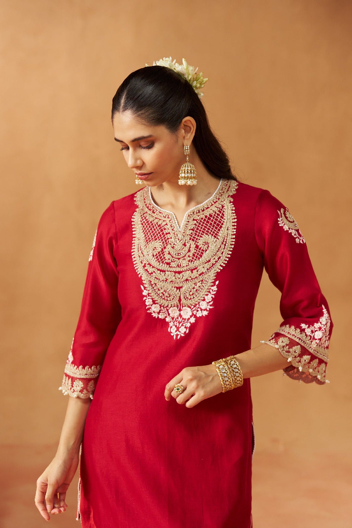 Ashira -Deep Red Short Kurta with Salwar