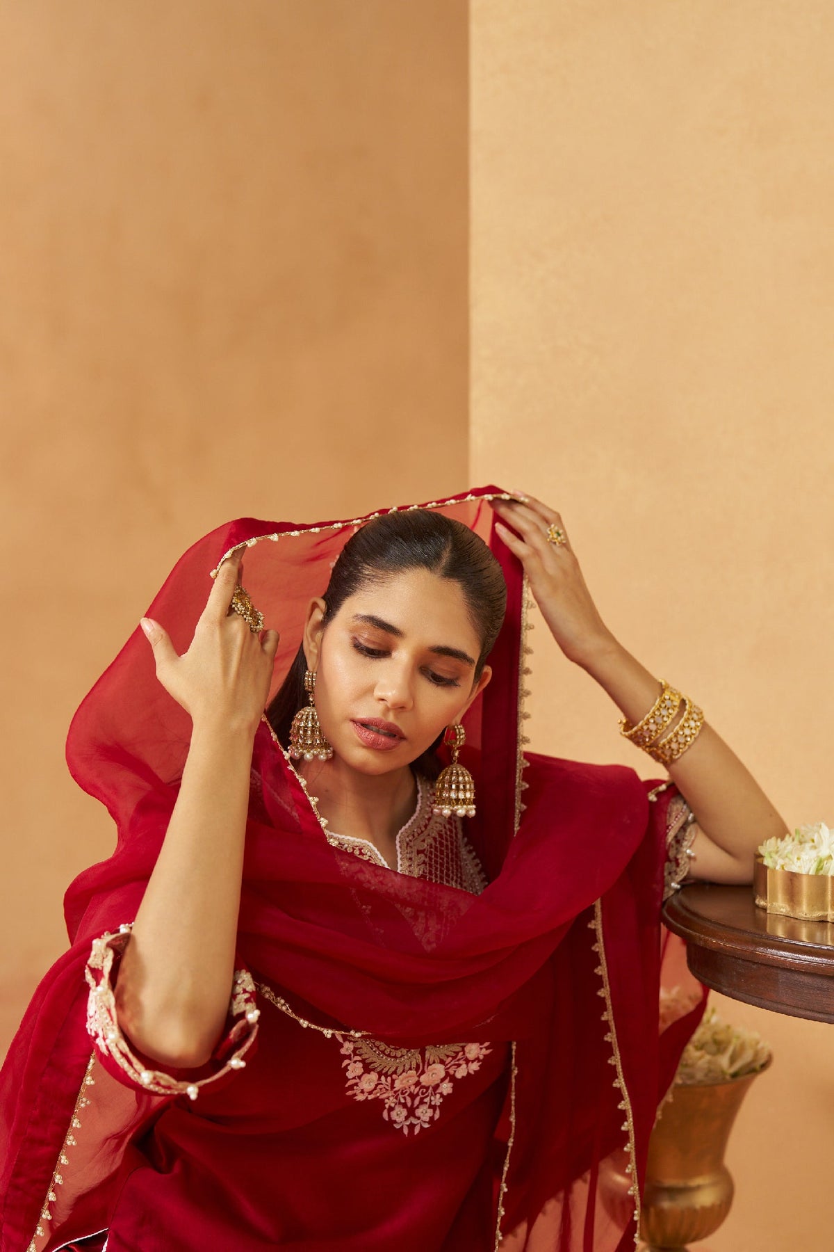 Ashira -Deep Red Short Kurta with Salwar