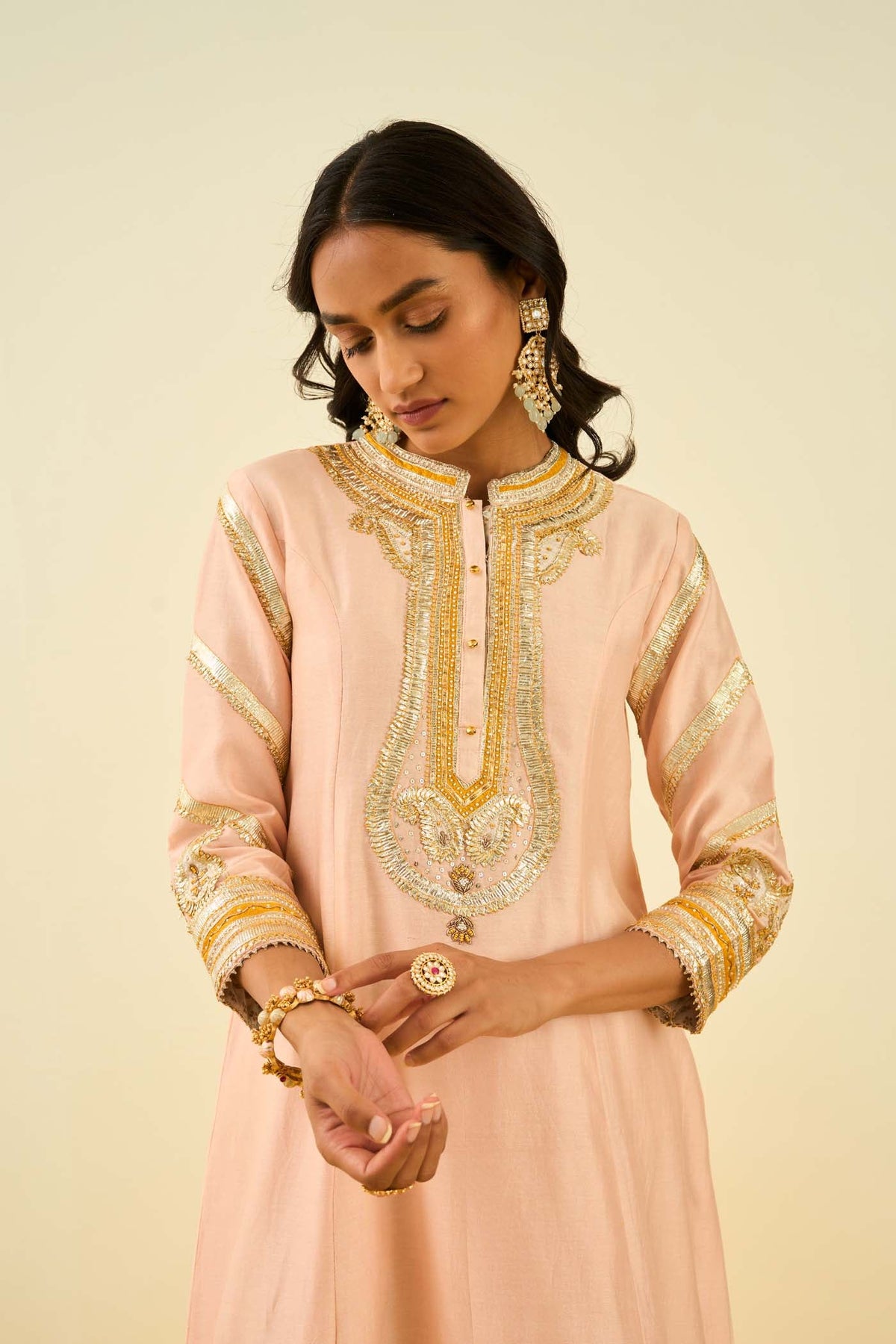 Sadiyah- Rose pink Princess Cut Kurta with Salwar and Dupatta