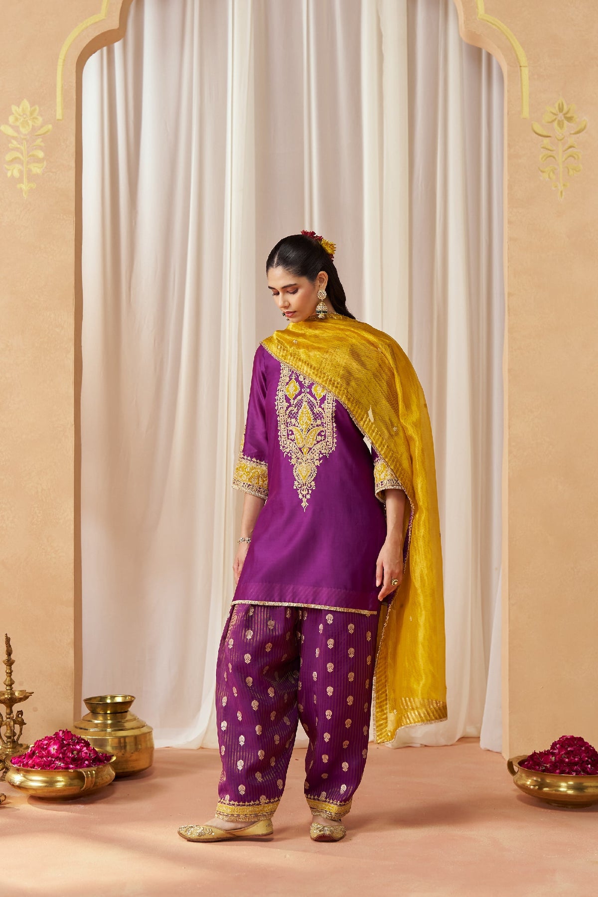 Suchana Bera In Adeela Deep Purple Kurta with Salwar