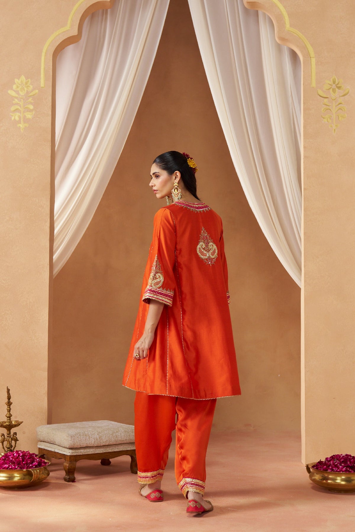 Daneen burnt orange chauga with salwar