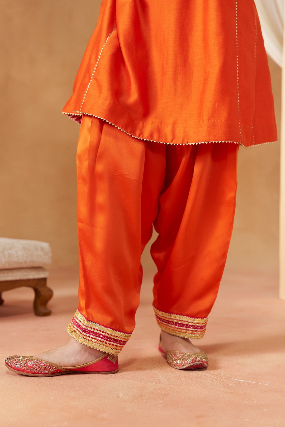 Daneen burnt orange chauga with salwar
