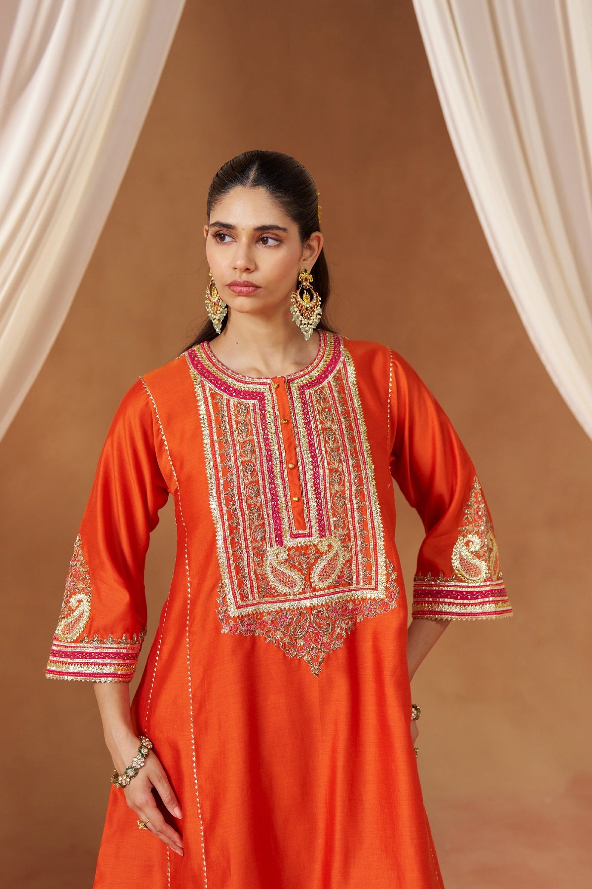 Daneen burnt orange chauga with salwar
