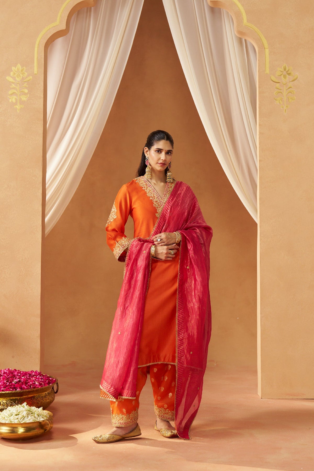 Liana Burnt Orange Chauga with Salwar
