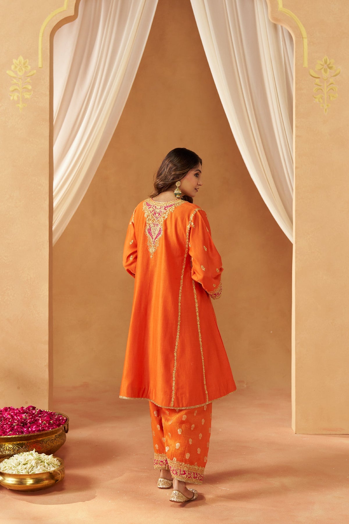 Maahgul Burnt Orange Kalidaar Chauga with Salwar (LXRTS)