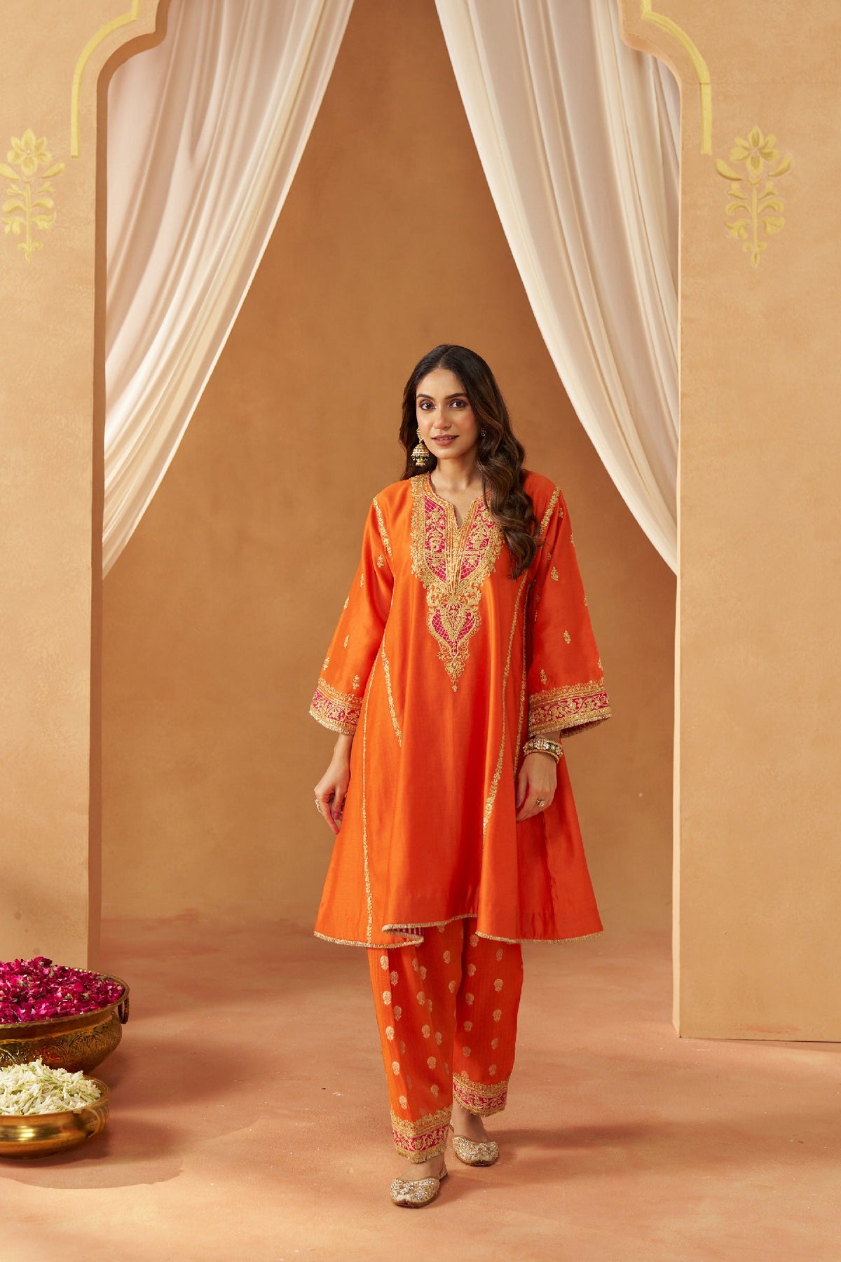 Maahgul Burnt Orange Kalidaar Chauga with Salwar (LXRTS)