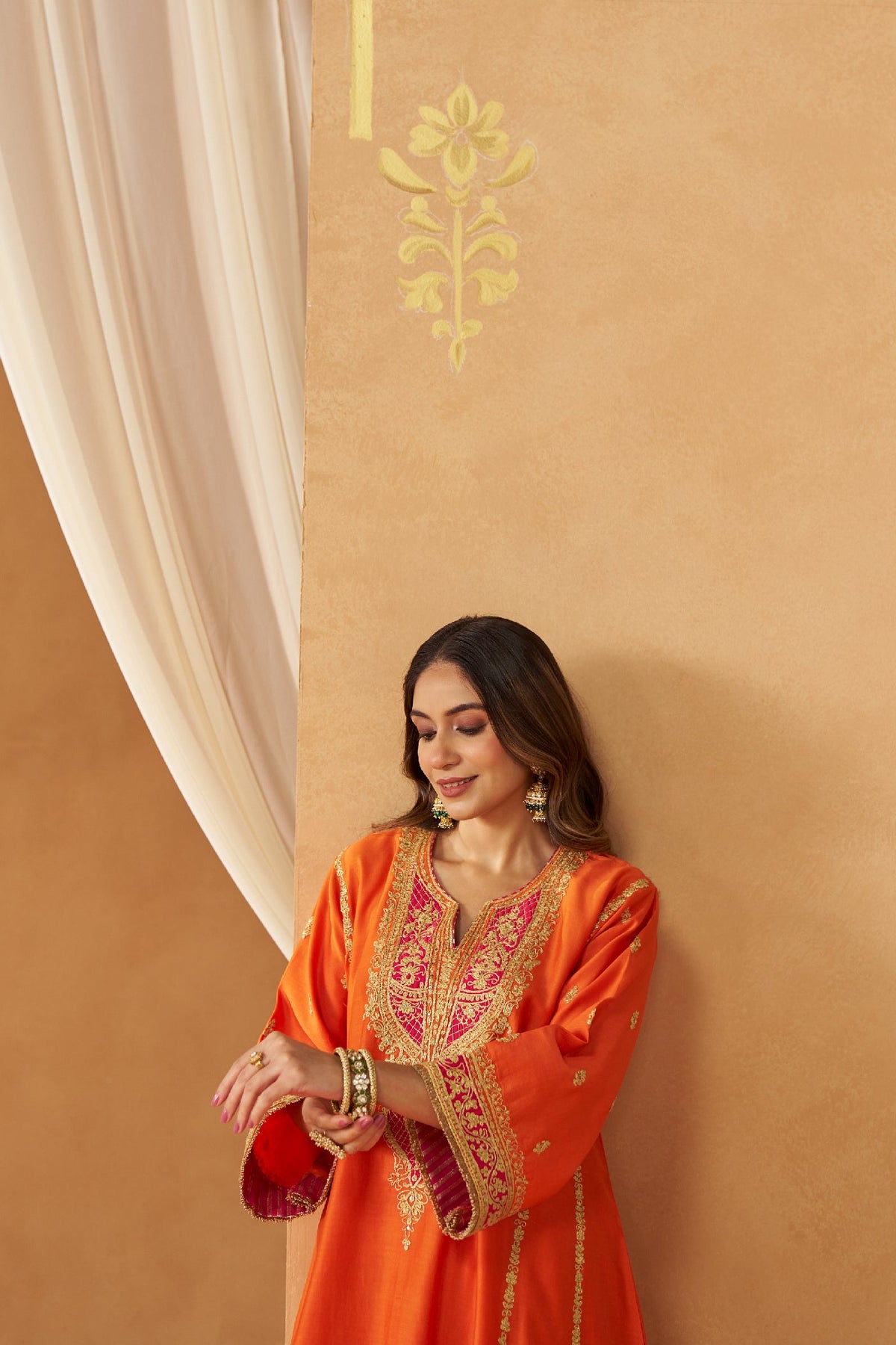 Maahgul Burnt Orange Kalidaar Chauga with Salwar (LXRTS)