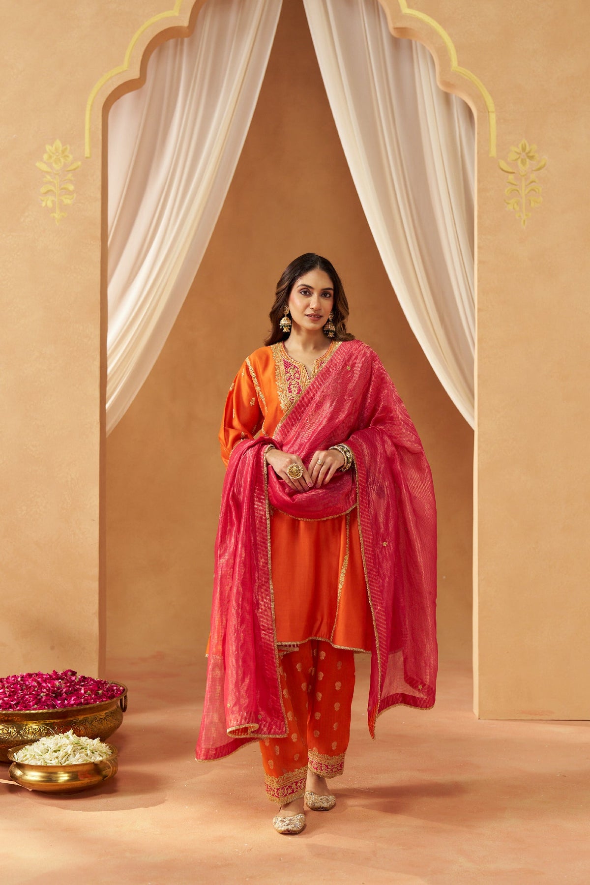 Maahgul Burnt Orange Kalidaar Chauga with Salwar (LXRTS)