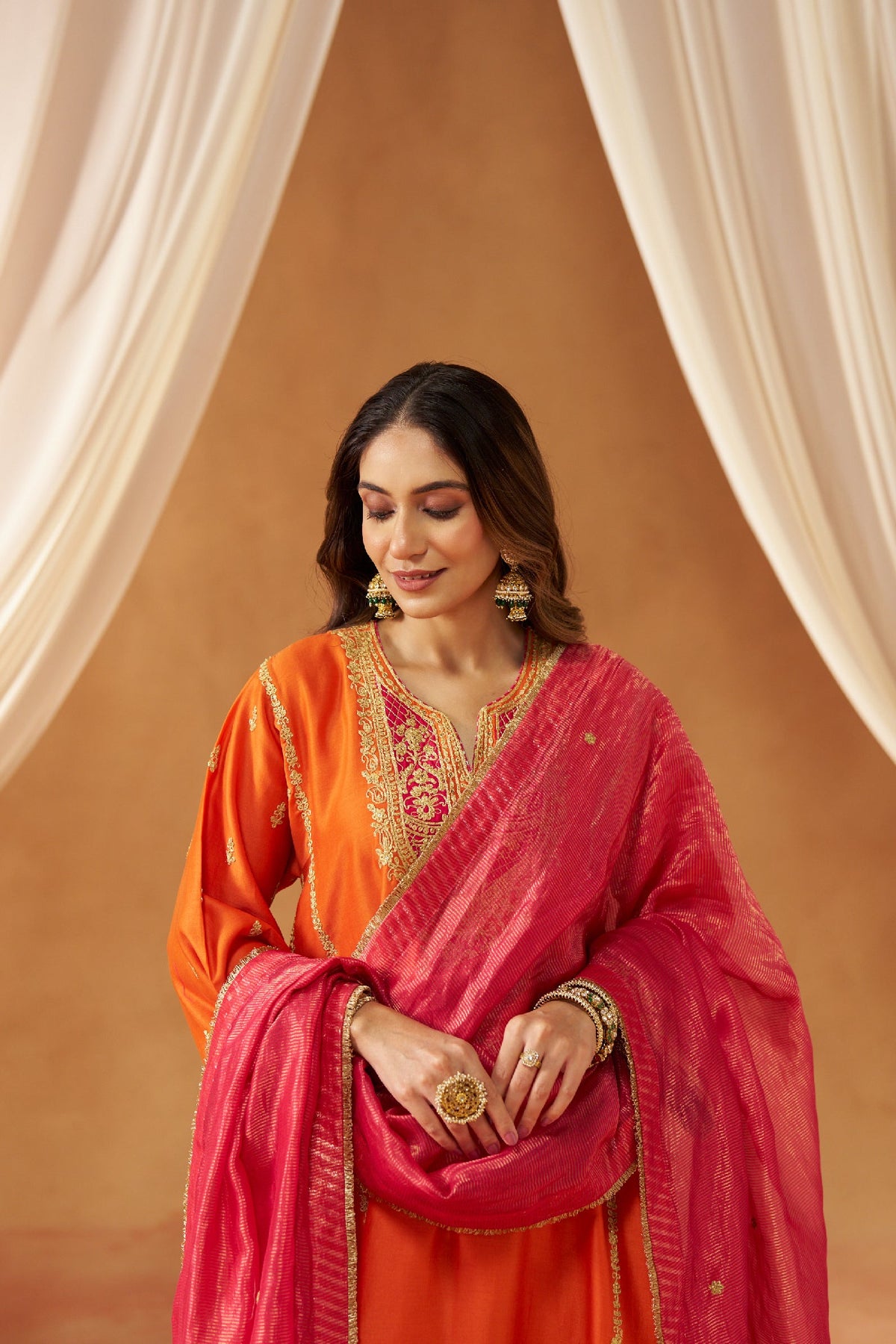 Maahgul Burnt Orange Kalidaar Chauga with Salwar (LXRTS)