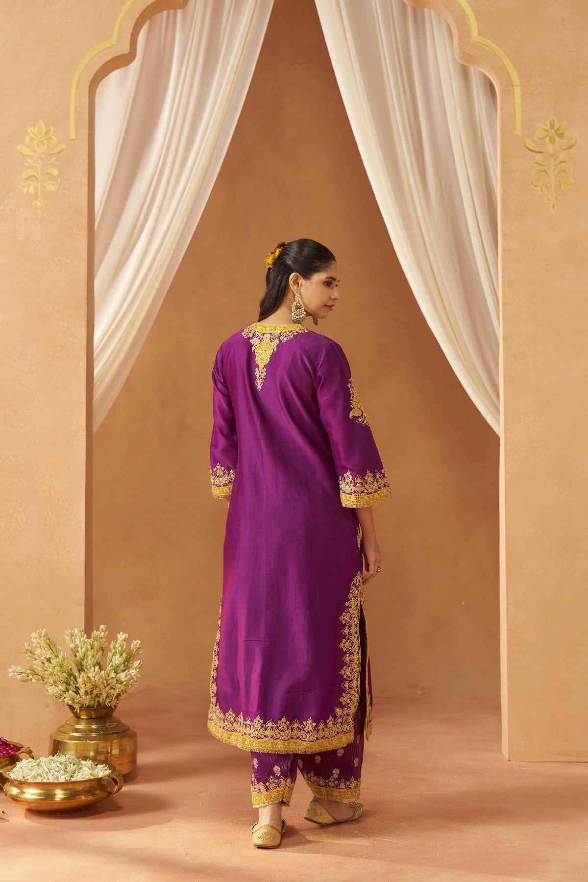 Mubina Deep Purple Kurta with Salwar and Dupatta