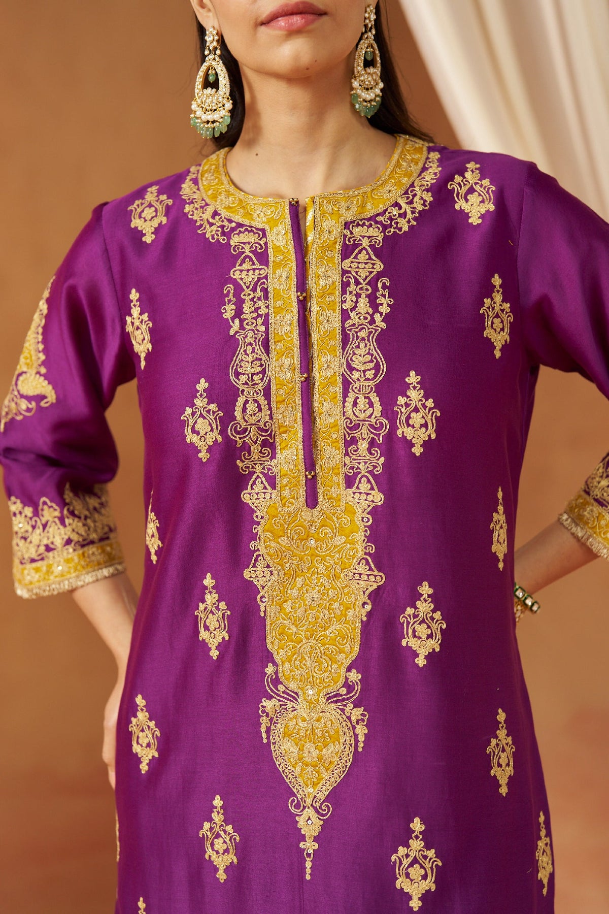 Mubina Deep Purple Kurta with Salwar and Dupatta