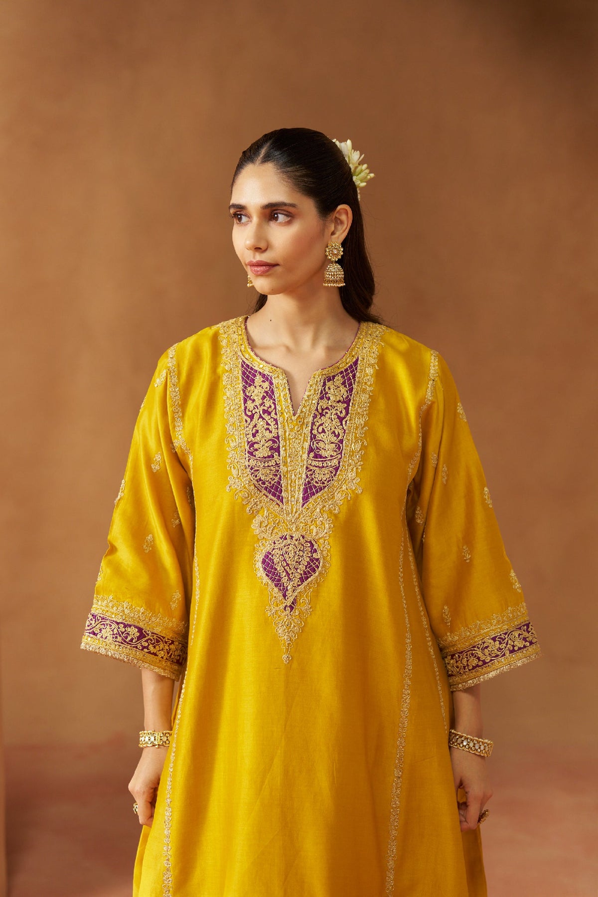Maahgul Mustard Kalidaar Chauga with Salwar