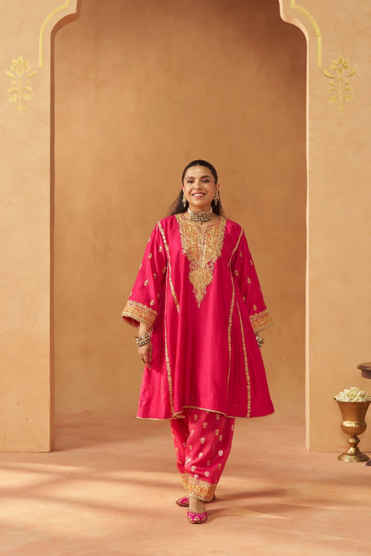 Maahgul Hotpink Kalidaar Chauga with Salwar