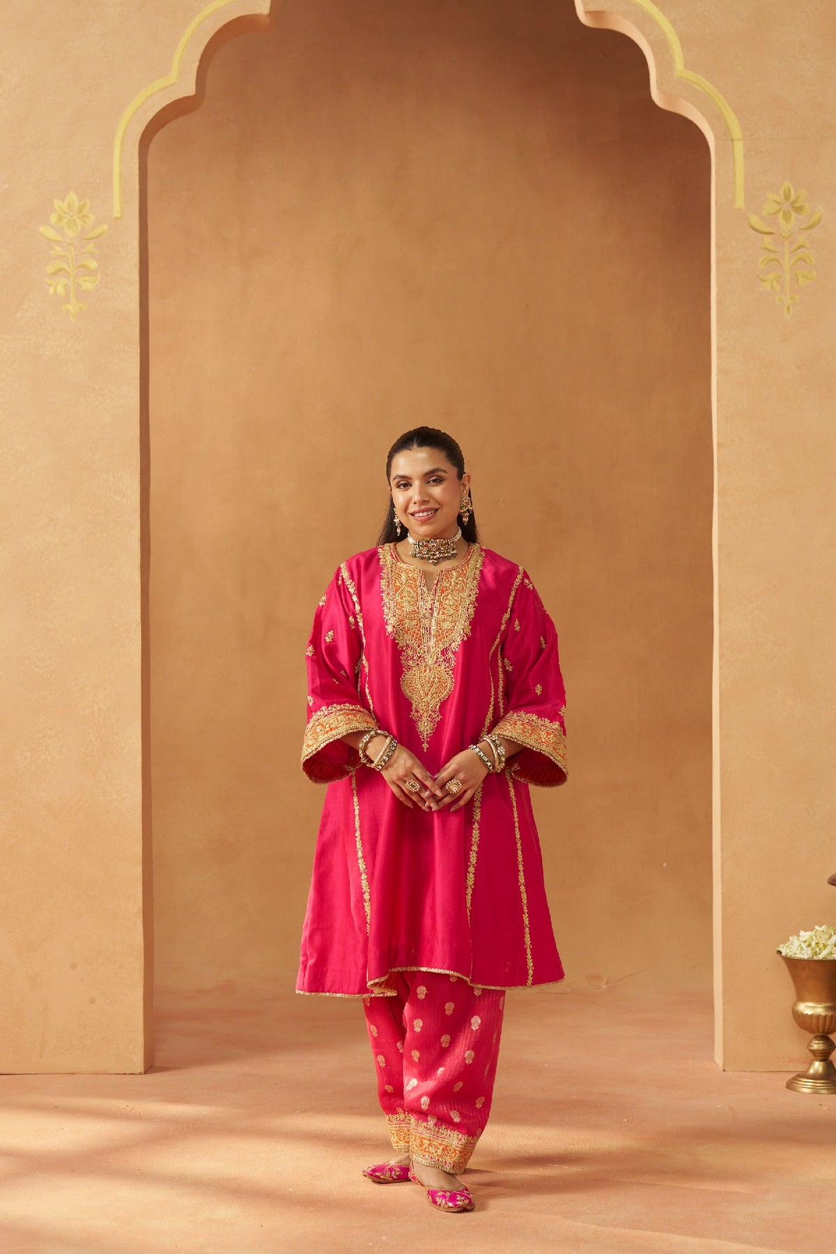 Maahgul Hotpink Kalidaar Chauga with Salwar