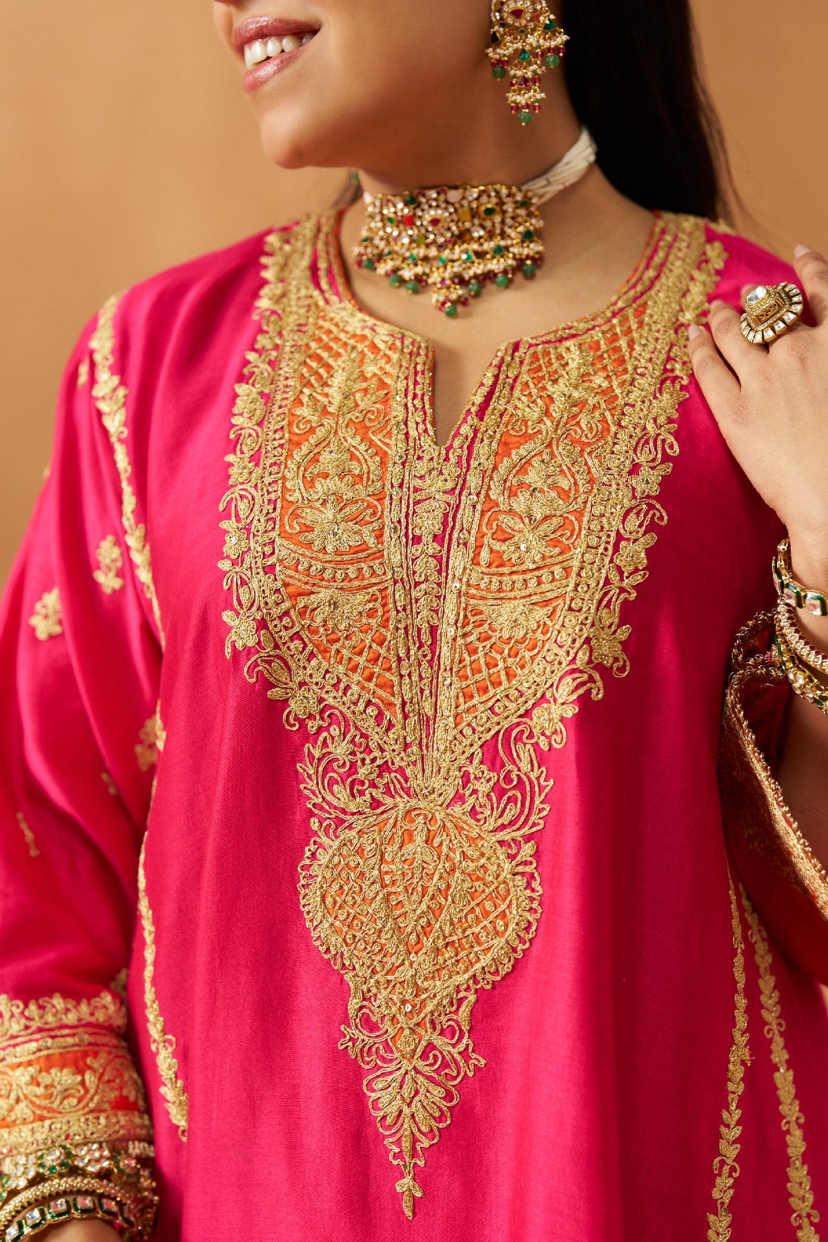 Maahgul Hotpink Kalidaar Chauga with Salwar