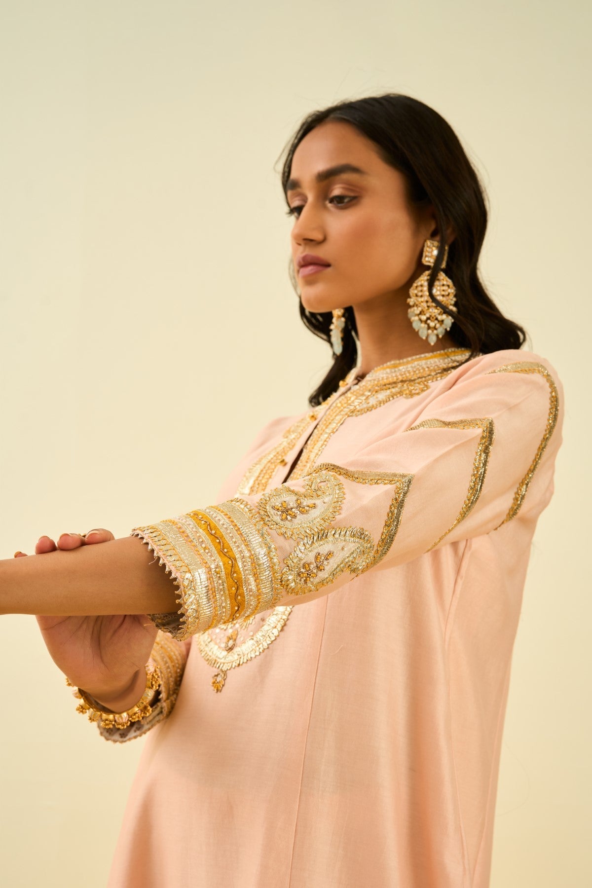 Sadiyah- Rose pink Princess Cut Kurta with Salwar and Dupatta